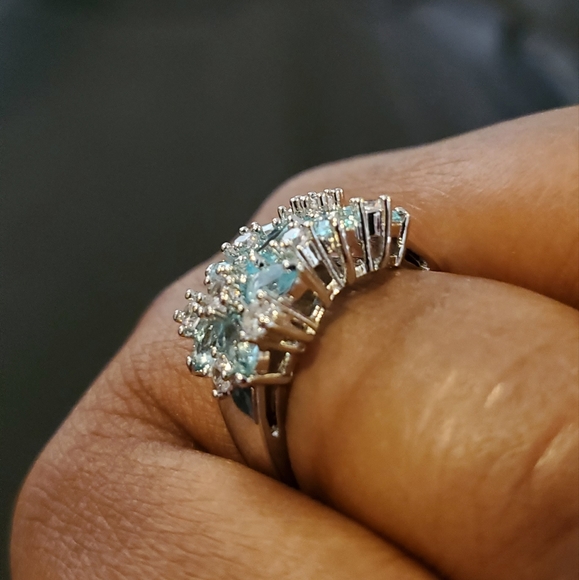 FREE Beautiful 925 Sterling Silver Sapphire & White Topaz Gemstones Ring - Picture 10 of 12